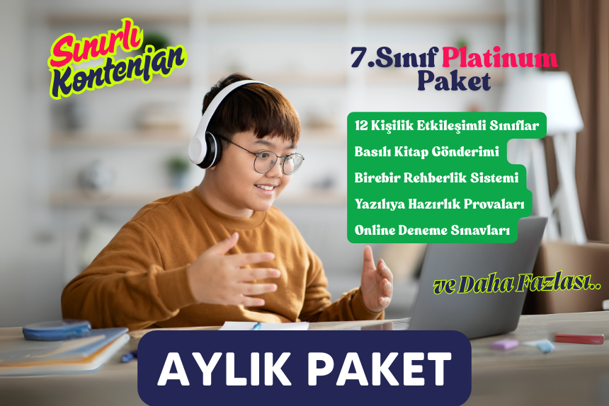 7.SINIF PLATİNUM PAKET - ONLİNE DERSHANE (Canlı Ders + Basılı Kitaplar + Birebir Koçluk)